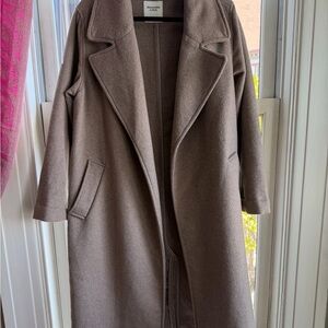 Abercrombie & Fitch Taupe Wool-Blend Long Coat